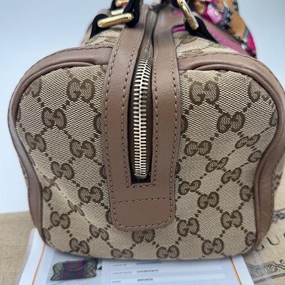 Gucci GG Canvas Boston Bag with Pink/Brown Web Stripe - Picture 4 of 8